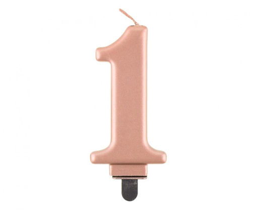 Picture of BIRTHDAY CANDLE ROSE GOLD NUMBER 1 - 8CM
